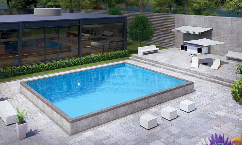 Sleek 16x20 container pool with contemporary landscaping