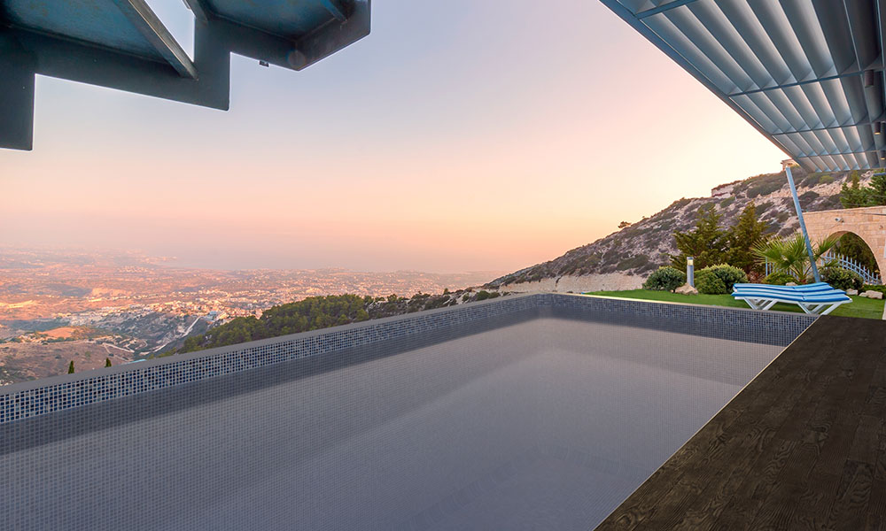 Rooftop Ecopool container pool with stunning city skyline view