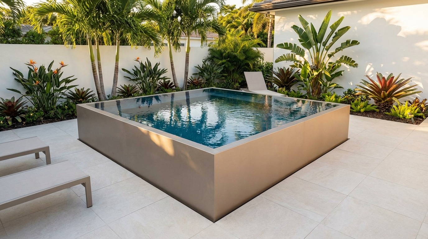 12 x 12 Champagne Mist Deep Sea Blue Architectural Pool