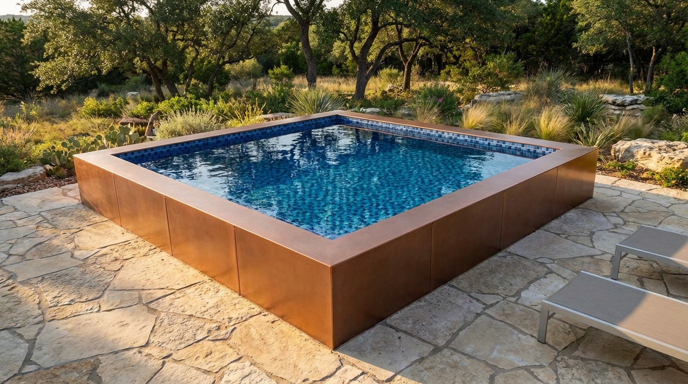 12 x 12 Espresso Copper Mystic Blue Architectural Pool