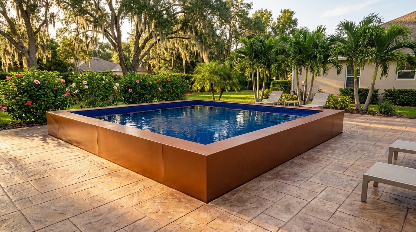 12 x 12 Espresso Copper Deep Sea Blue Architectural Pool