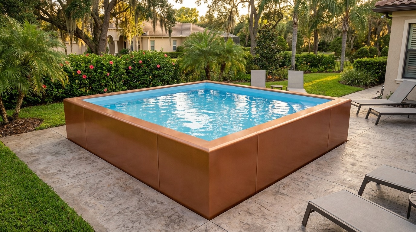 12 x 12 Espresso Copper Aqua Blue Architectural Pool