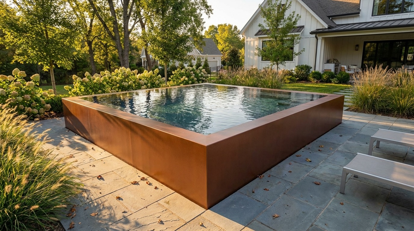 12 x 12 Espresso Copper Titanium Stone Architectural Pool