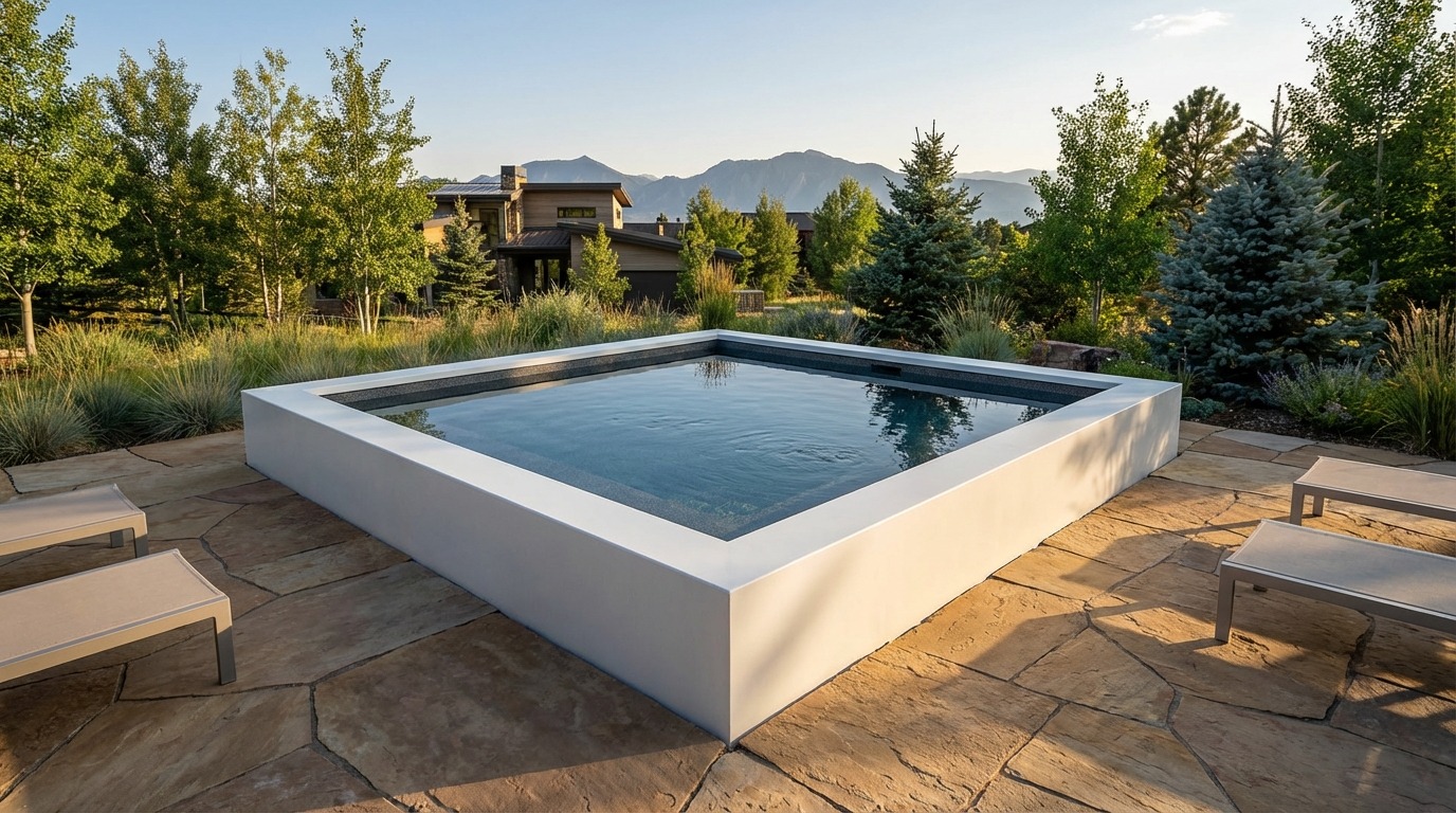 12 x 12 Alpine White Titanium Stone Architectural Pool