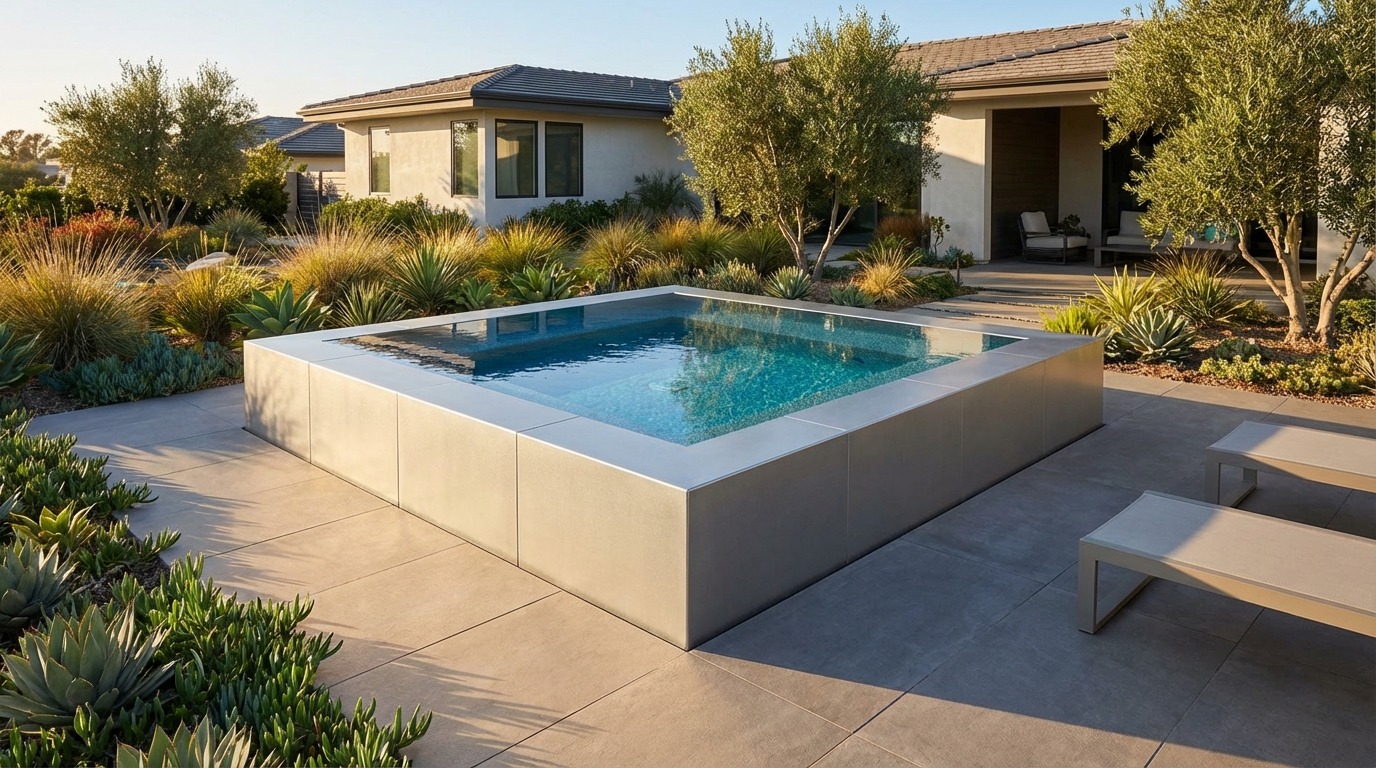 12 x 12 Platinum Silver Blue Topaz Architectural Pool