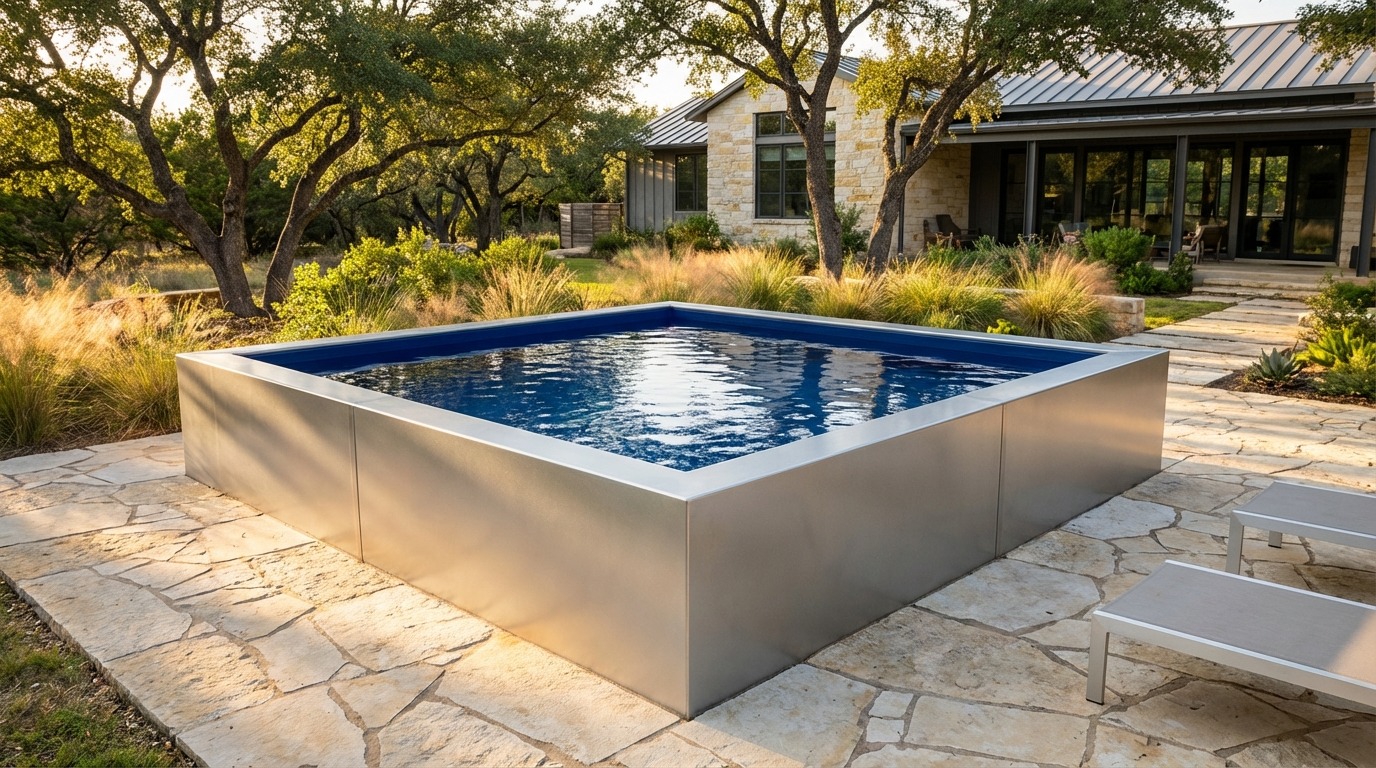 12 x 12 Platinum Silver Deep Sea Blue Architectural Pool