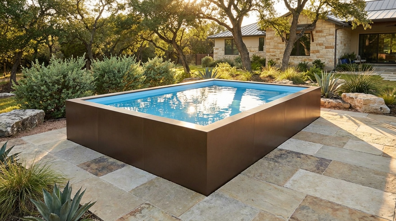 12 x 16 Canyon Bronze Aqua Blue Architectural Pool