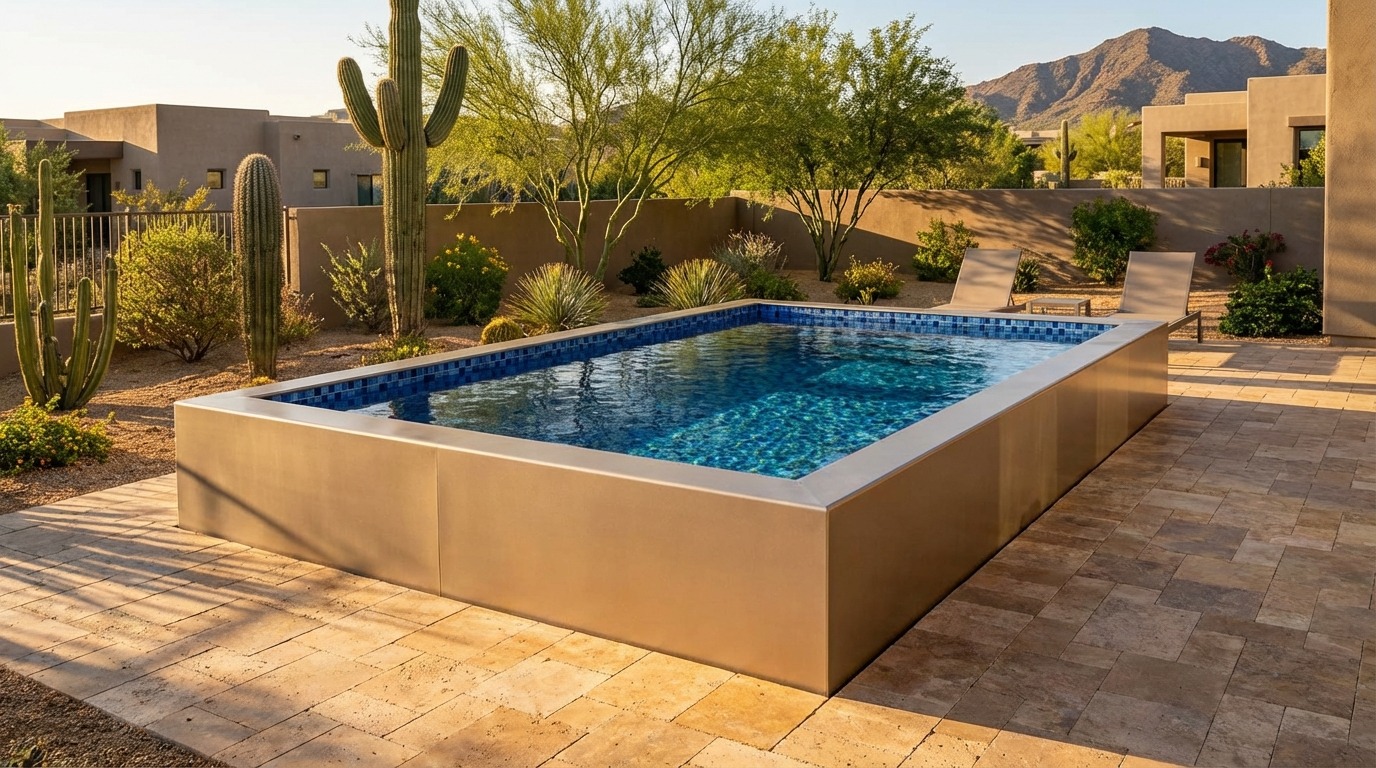 12 x 16 Champagne Mist Mystic Blue Architectural Pool