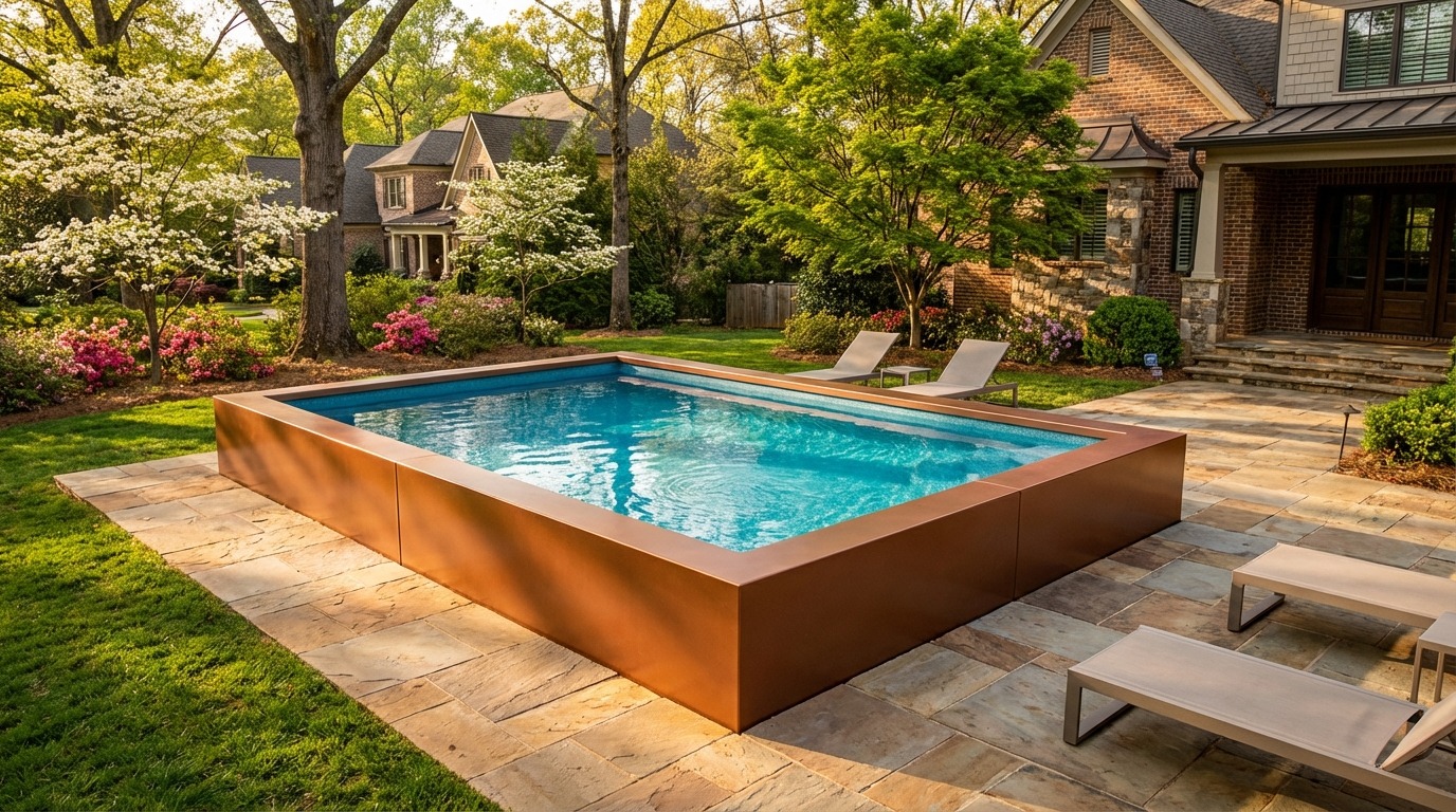 12 x 16 Espresso Copper Blue Topaz Architectural Pool