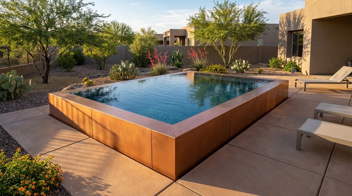 12 x 16 Espresso Copper Deep Sea Blue Architectural Pool