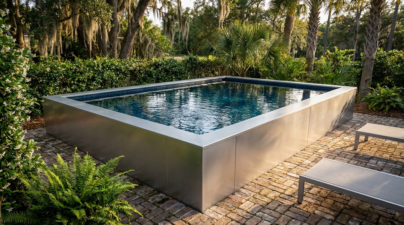 12 x 16 Platinum Silver Black Sapphire Architectural Pool