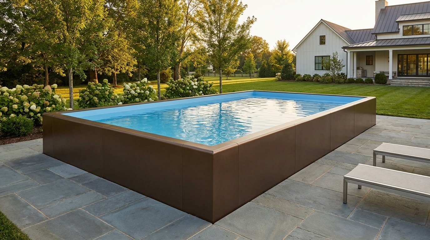 12 x 20 Canyon Bronze Aqua Blue Architectural Pool