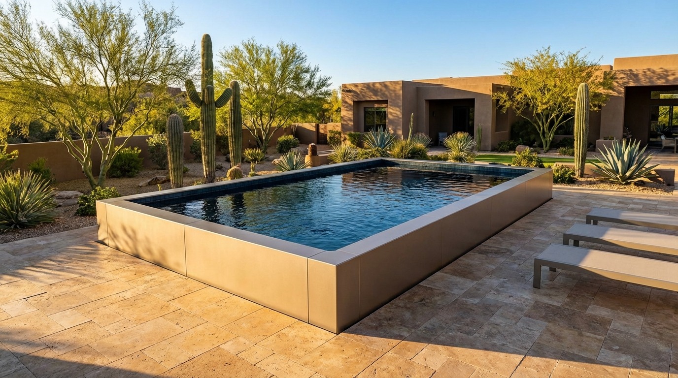 12 x 20 Champagne Mist Black Sapphire Architectural Pool