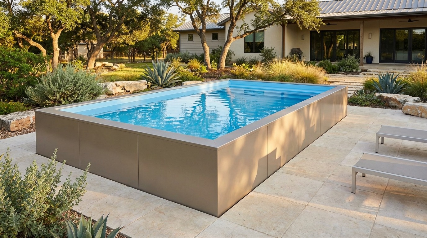 12 x 20 Champagne Mist Aqua Blue Architectural Pool