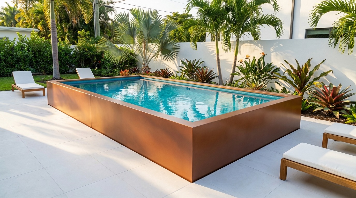 12 x 20 Espresso Copper Blue Topaz Architectural Pool