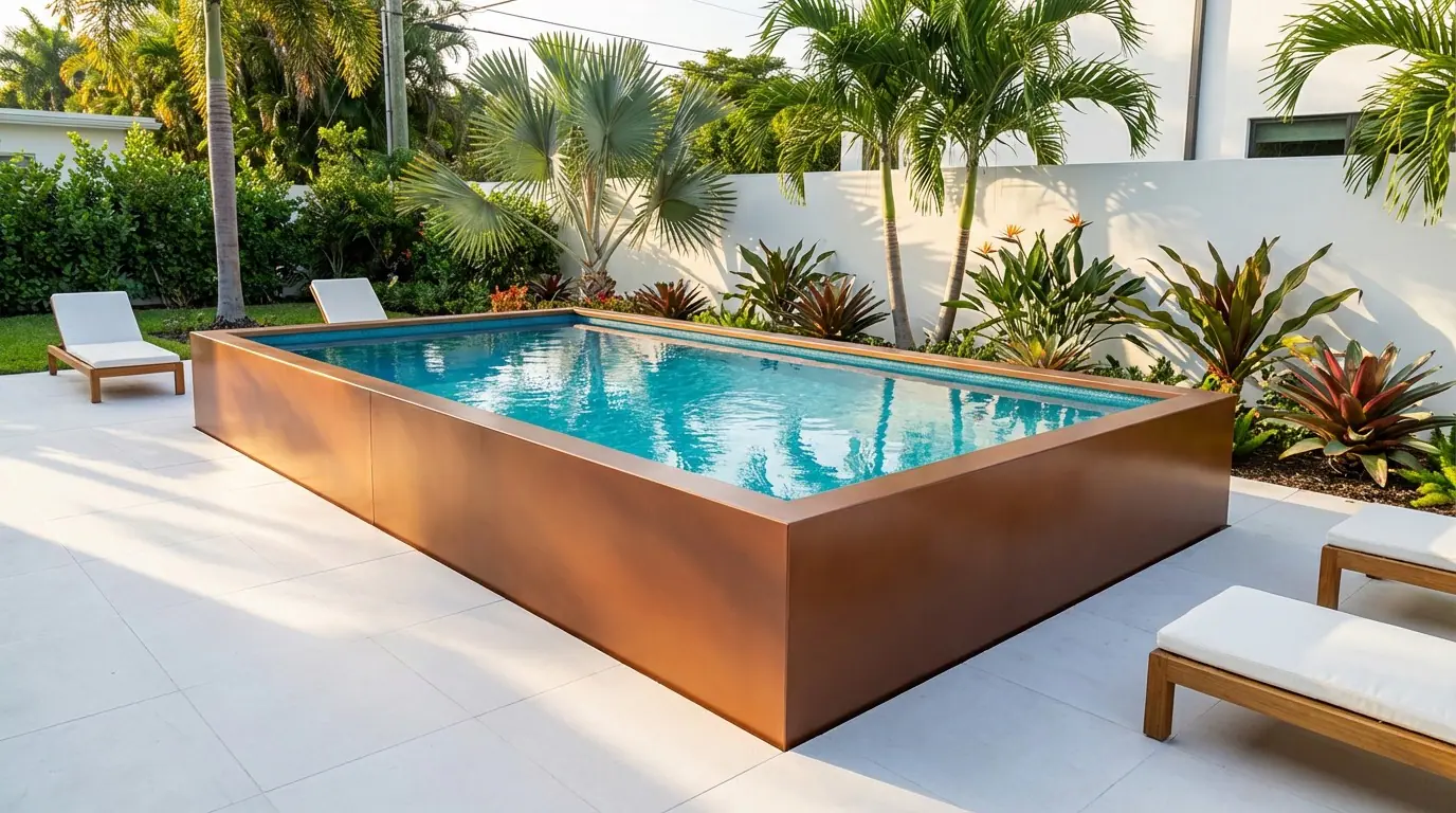12 x 20 Espresso Copper Blue Topaz Architectural Pool