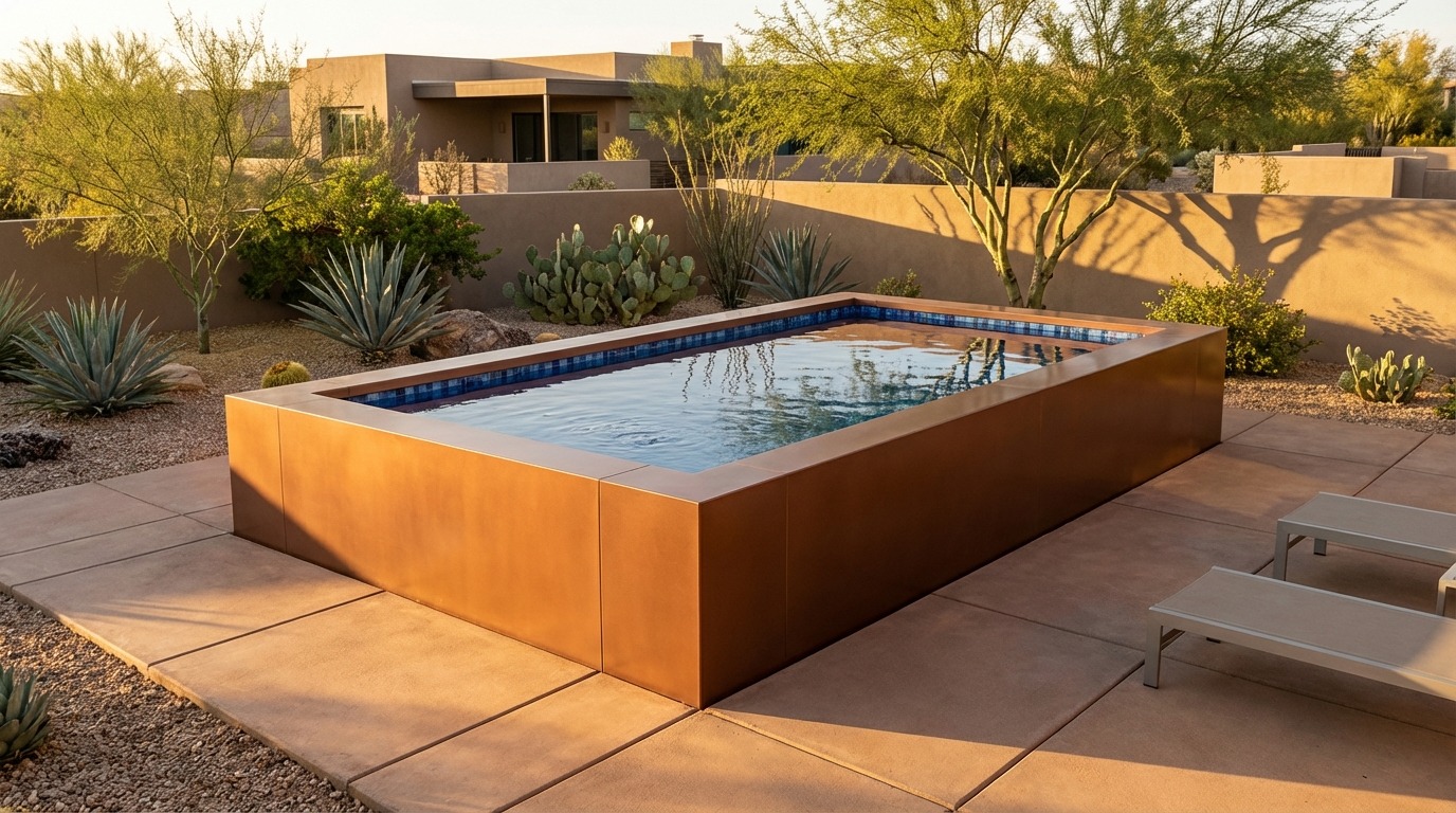 12 x 20 Espresso Copper Mystic Blue Architectural Pool