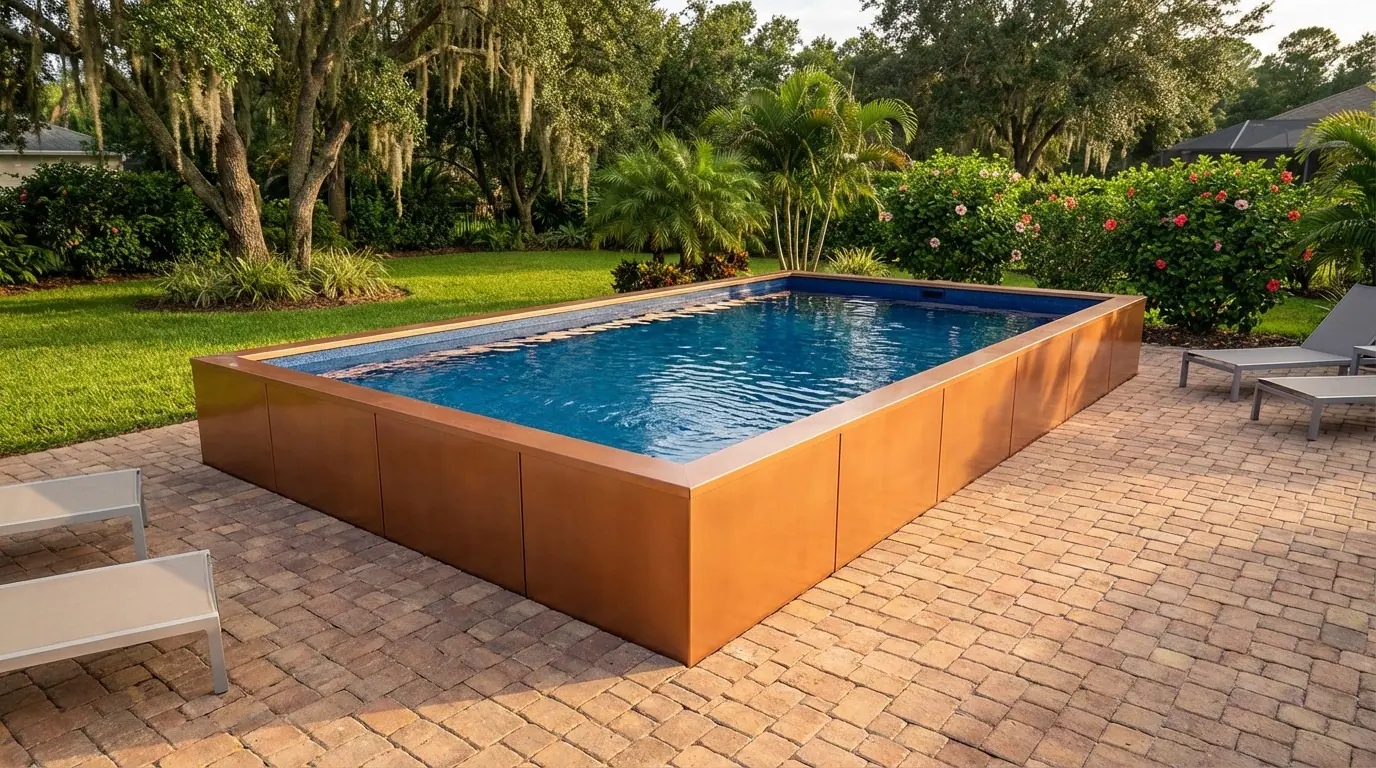12 x 20 Espresso Copper Deep Sea Blue Architectural Pool