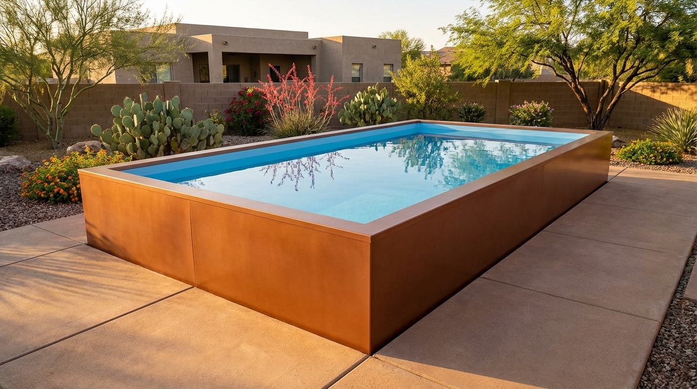 12 x 20 Espresso Copper Aqua Blue Architectural Pool