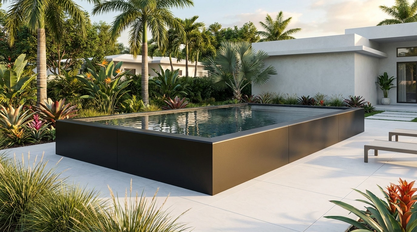 12 x 20 Midnight Black Titanium Stone Architectural Pool