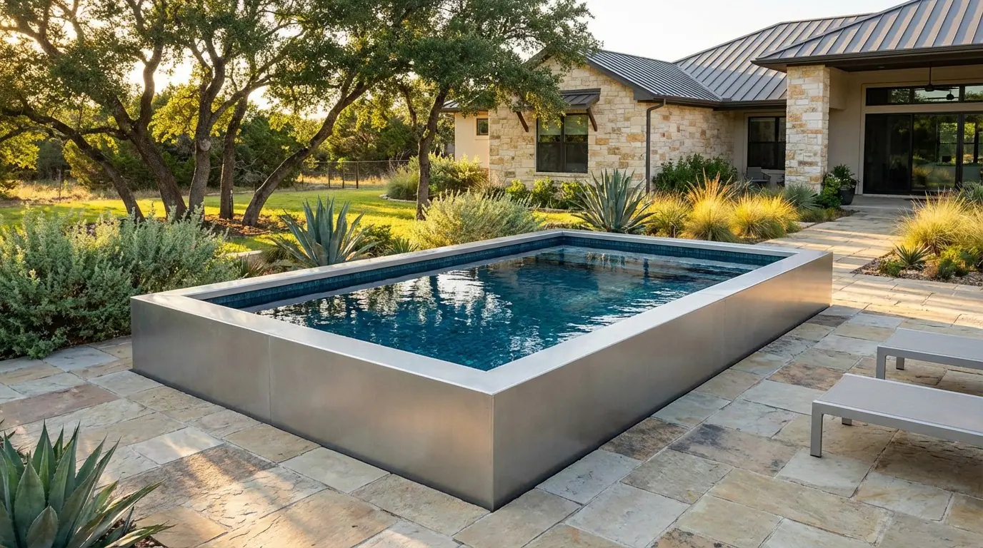 12 x 20 Platinum Silver Black Sapphire Architectural Pool