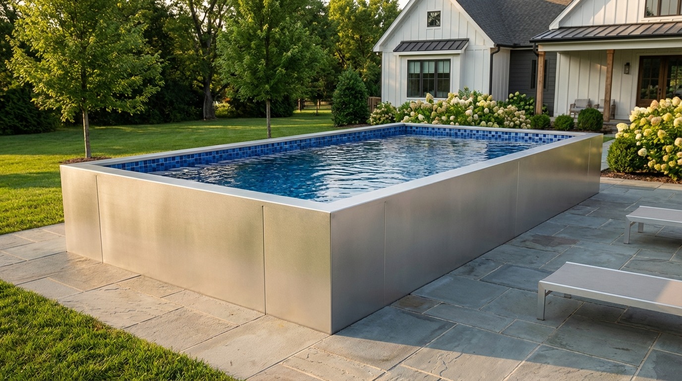 12 x 20 Platinum Silver Mystic Blue Architectural Pool