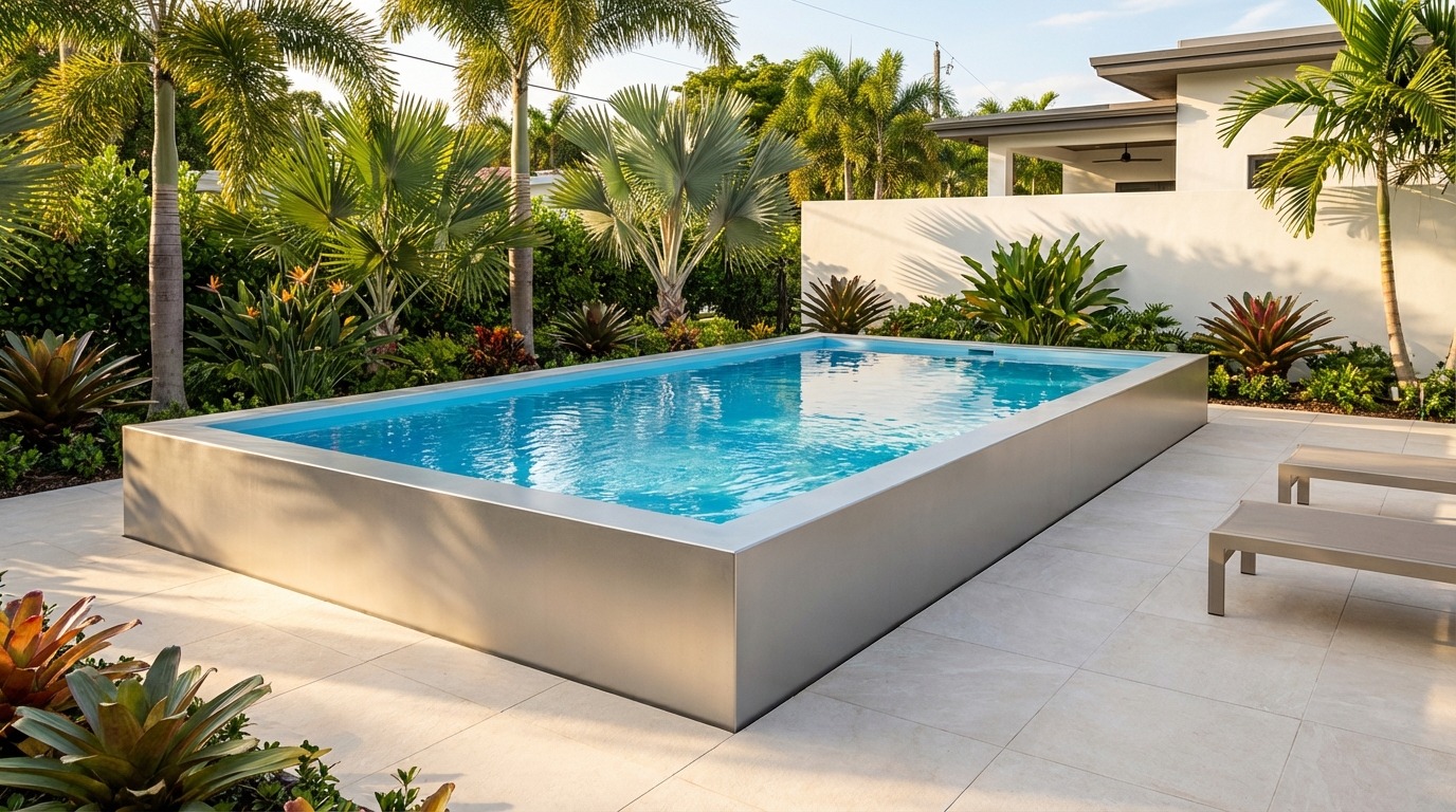 12 x 20 Platinum Silver Aqua Blue Architectural Pool