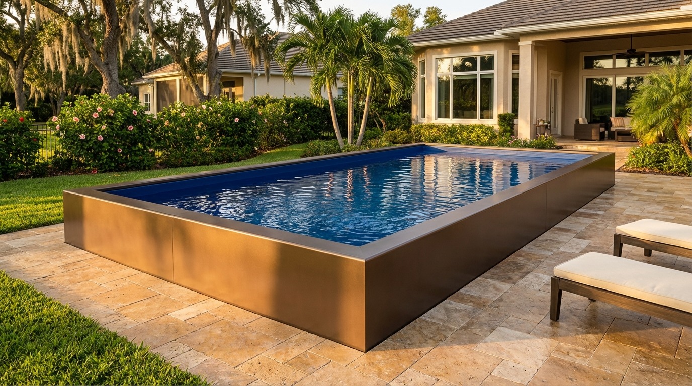 12 x 24 Canyon Bronze Deep Sea Blue Architectural Pool