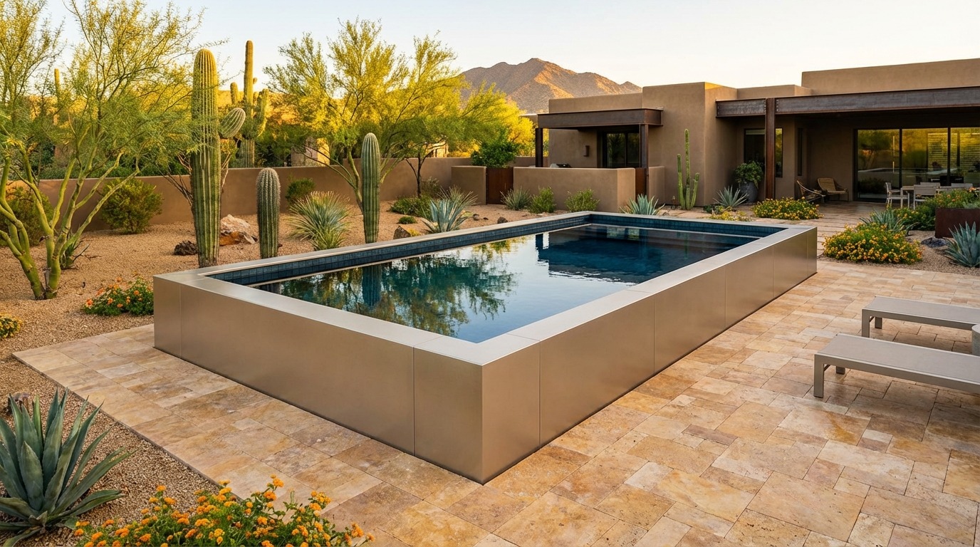 12 x 24 Champagne Mist Black Sapphire Architectural Pool