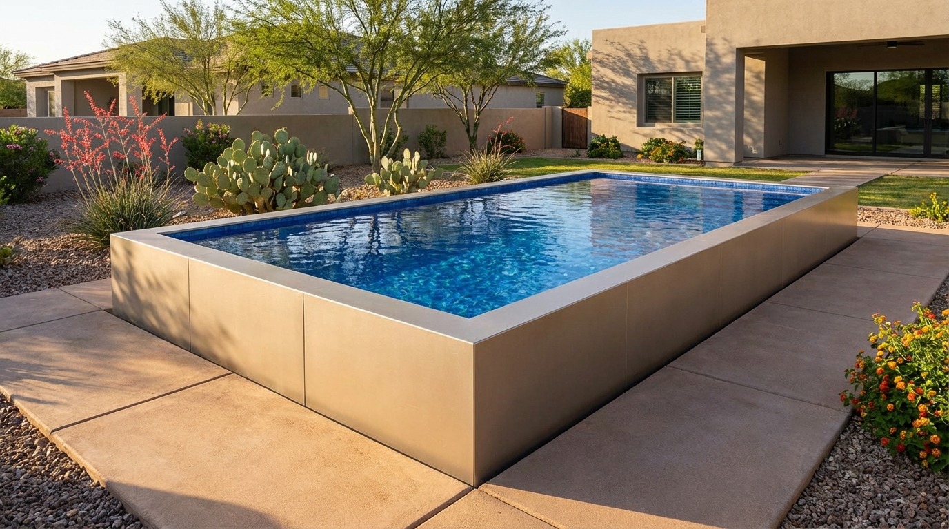 12 x 24 Champagne Mist Blue Matrix Architectural Pool