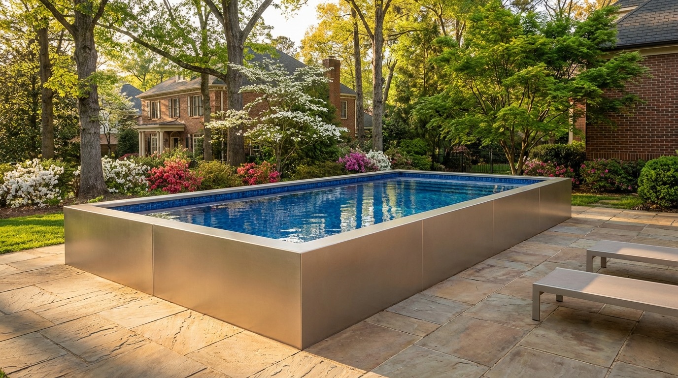 12 x 24 Champagne Mist Mystic Blue Architectural Pool