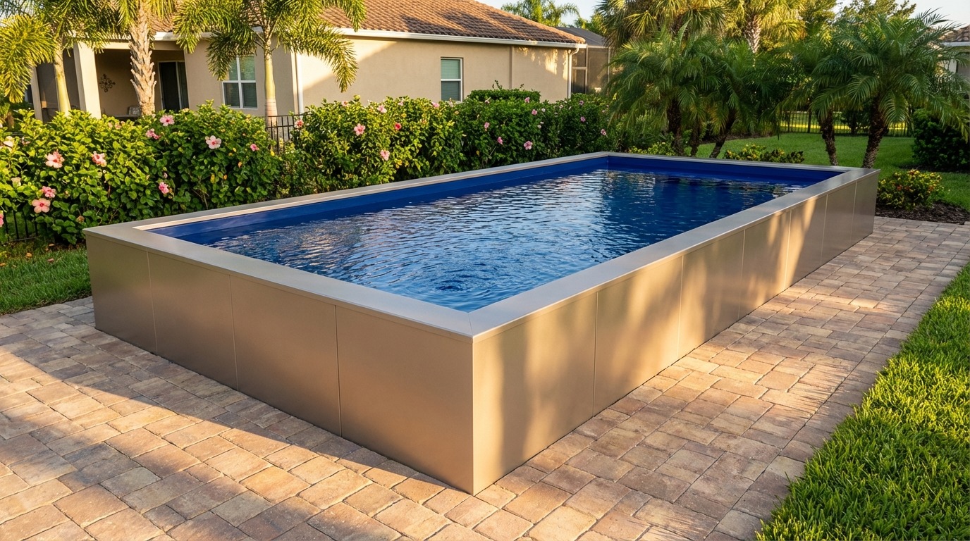 12 x 24 Champagne Mist Deep Sea Blue Architectural Pool