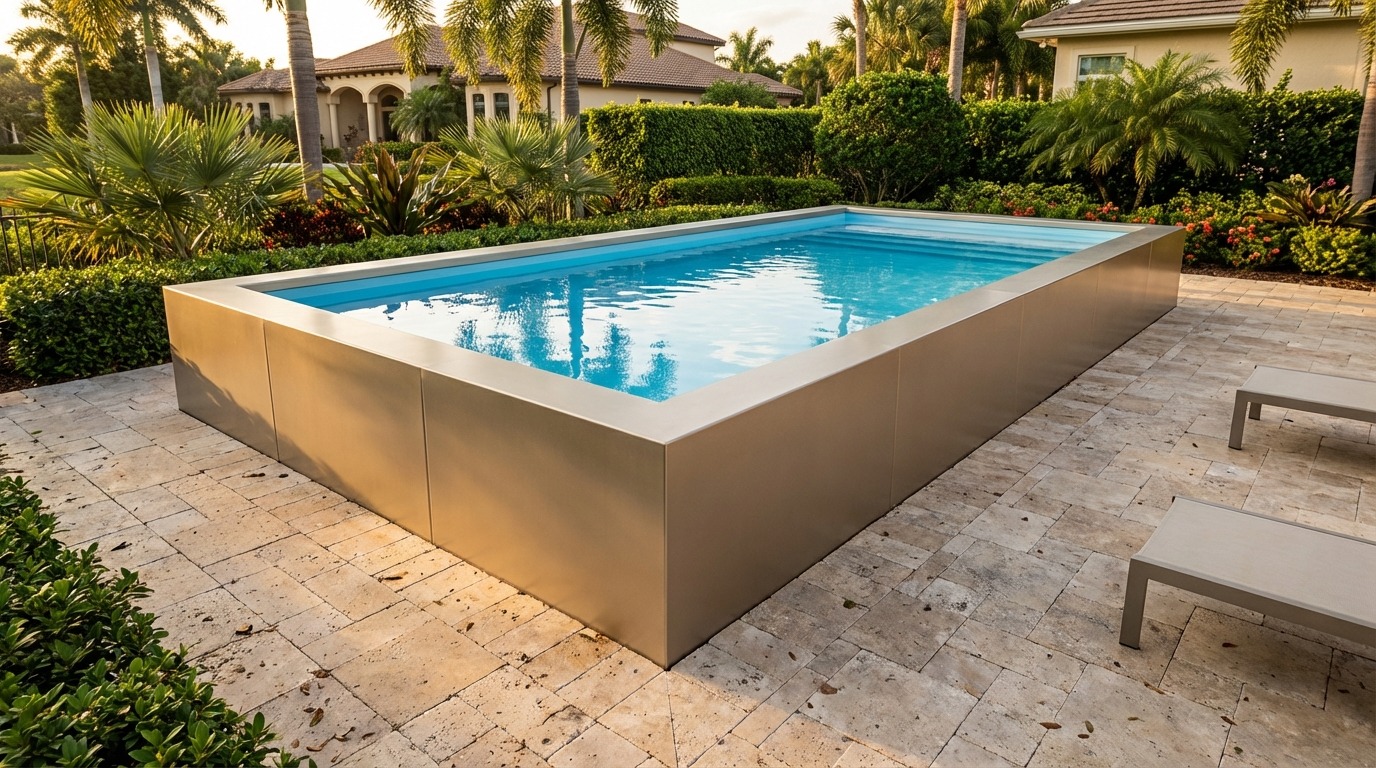12 x 24 Champagne Mist Aqua Blue Architectural Pool