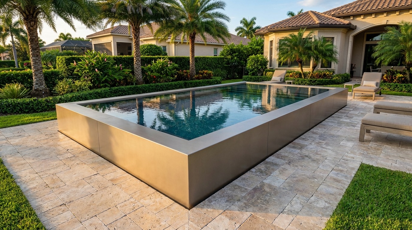 12 x 24 Champagne Mist Titanium Stone Architectural Pool