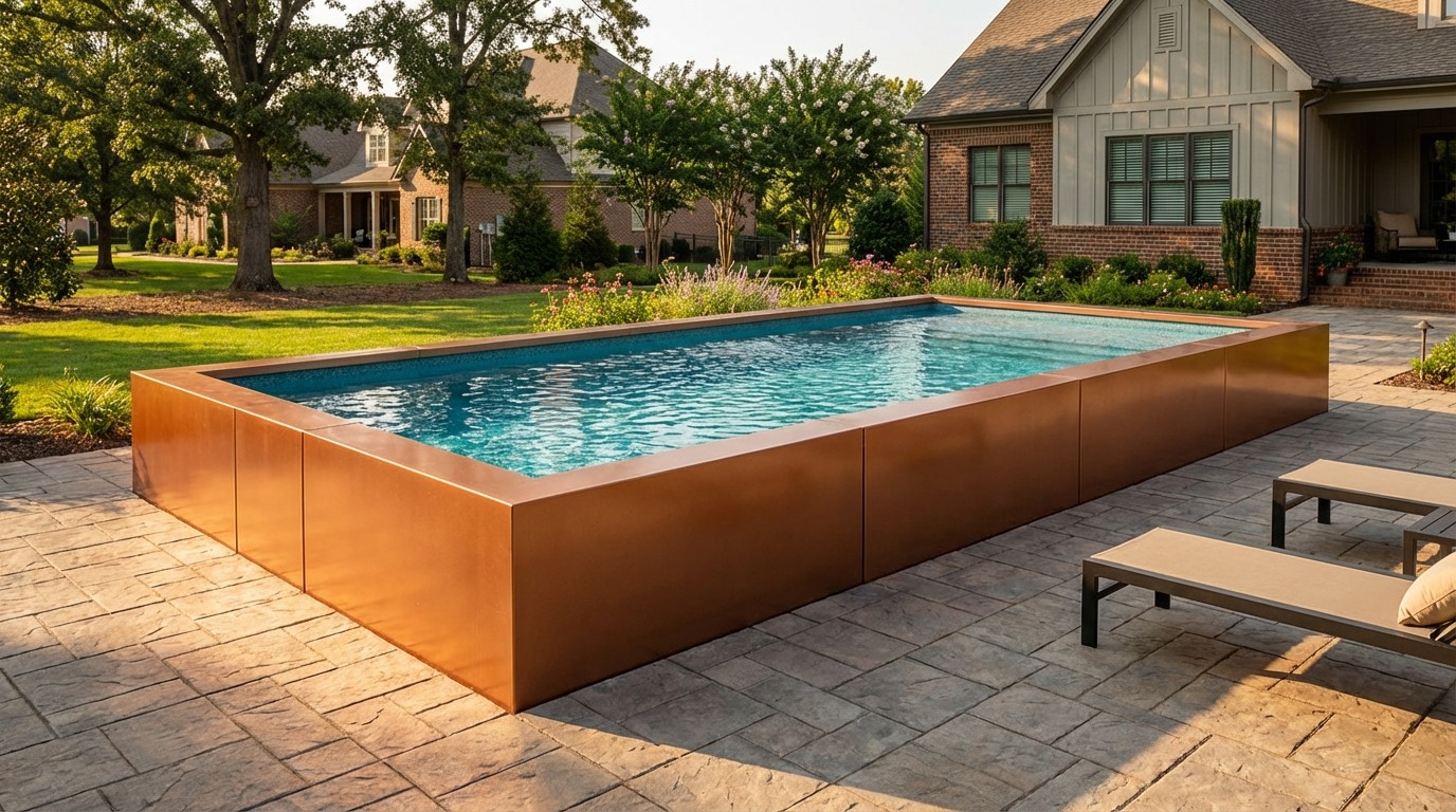 12 x 24 Espresso Copper Blue Topaz Architectural Pool