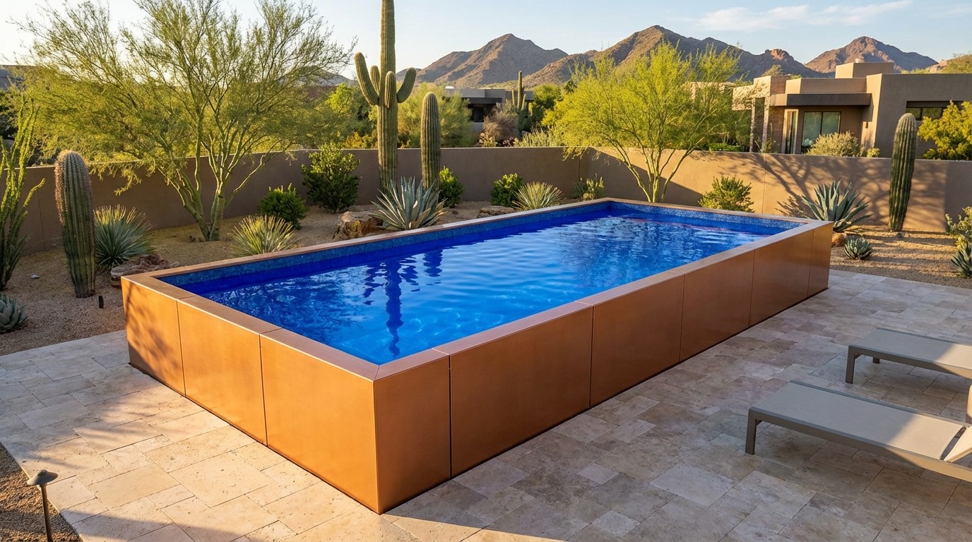 12 x 24 Espresso Copper Blue Matrix Architectural Pool