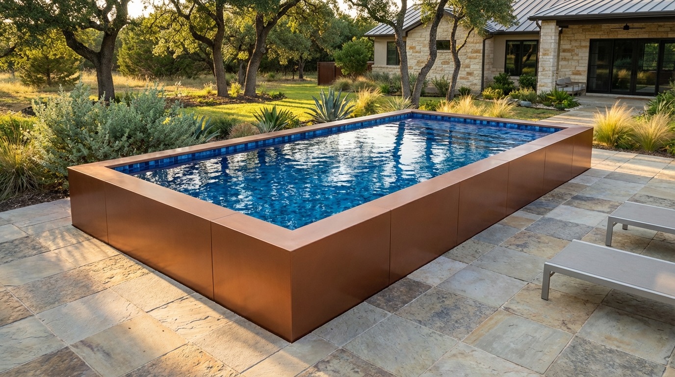 12 x 24 Espresso Copper Mystic Blue Architectural Pool