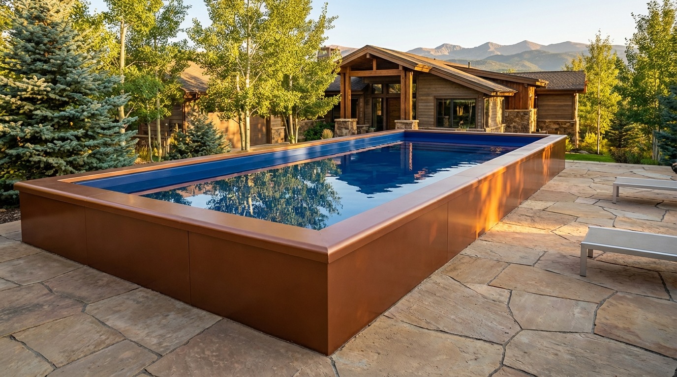 12 x 24 Espresso Copper Deep Sea Blue Architectural Pool
