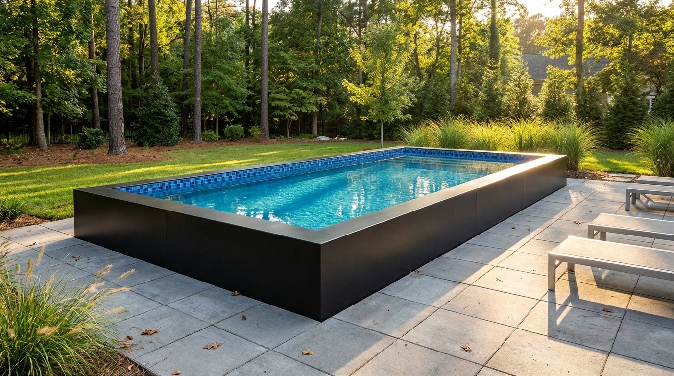 12 x 24 Midnight Black Mystic Blue Architectural Pool