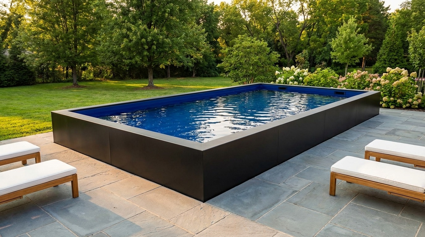 12 x 24 Midnight Black Deep Sea Blue Architectural Pool