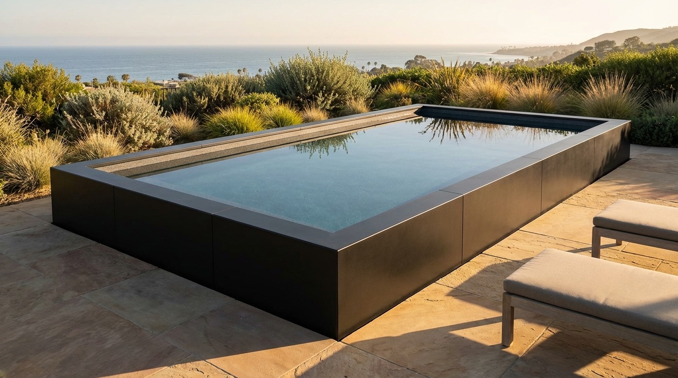 12 x 24 Midnight Black Titanium Stone Architectural Pool
