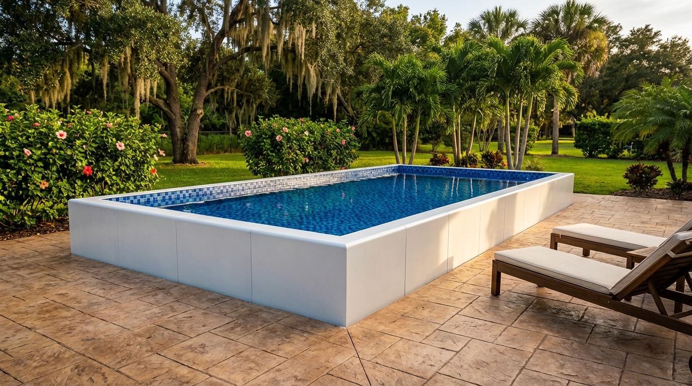 12 x 24 Alpine White Mystic Blue Architectural Pool