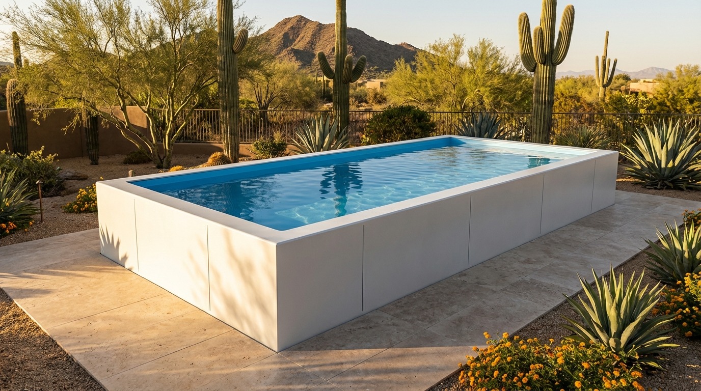 12 x 24 Alpine White Aqua Blue Architectural Pool