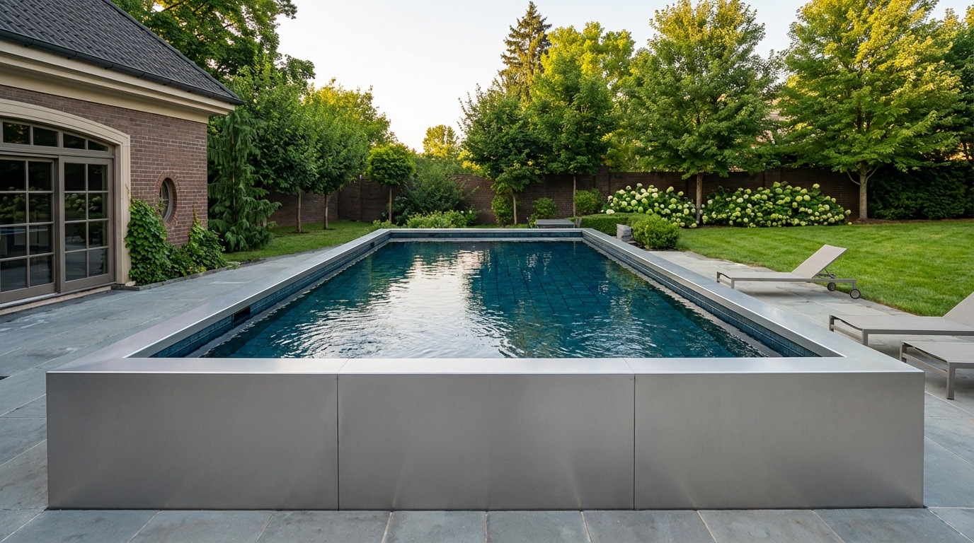 12 x 24 Platinum Silver Black Sapphire Architectural Pool