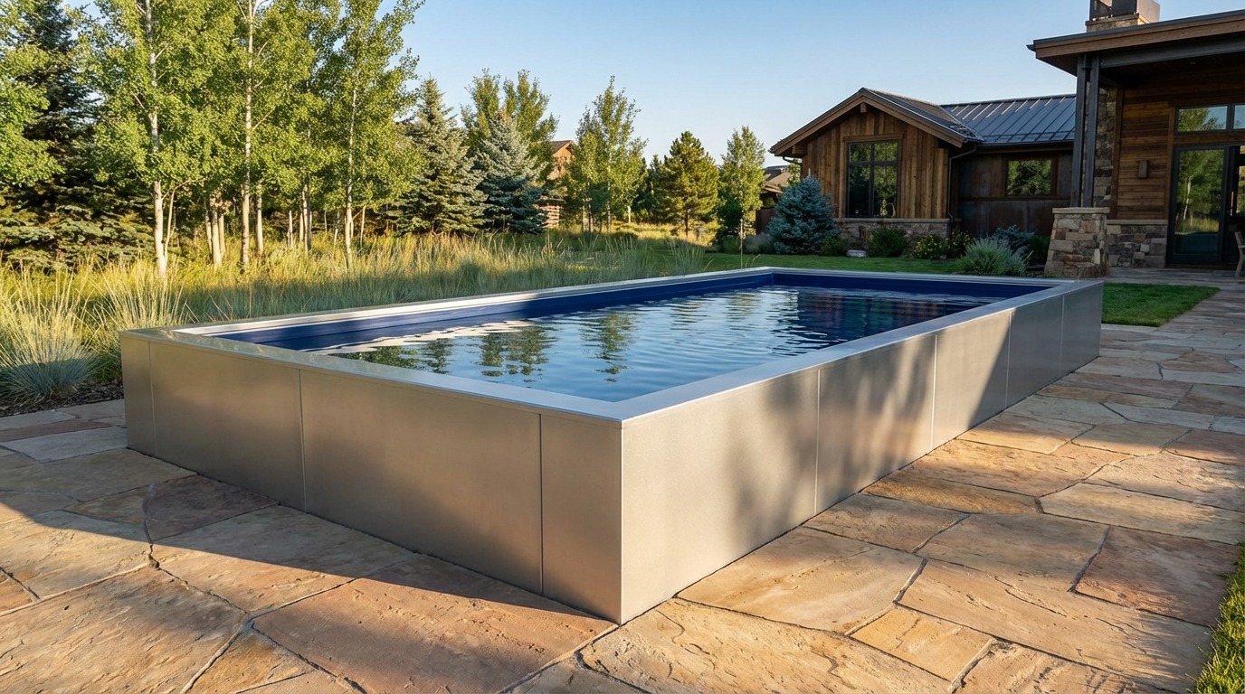 12 x 24 Platinum Silver Deep Sea Blue Architectural Pool