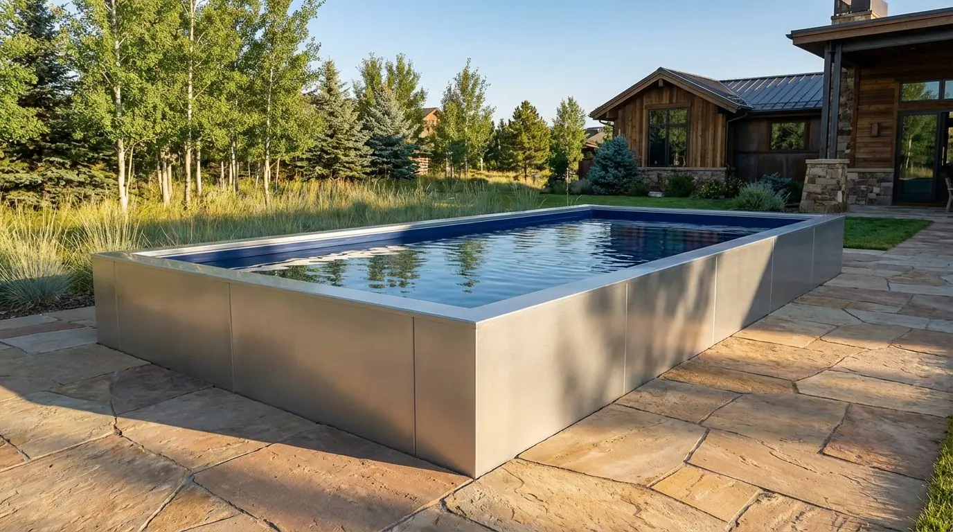 12 x 24 Platinum Silver Deep Sea Blue Architectural Pool