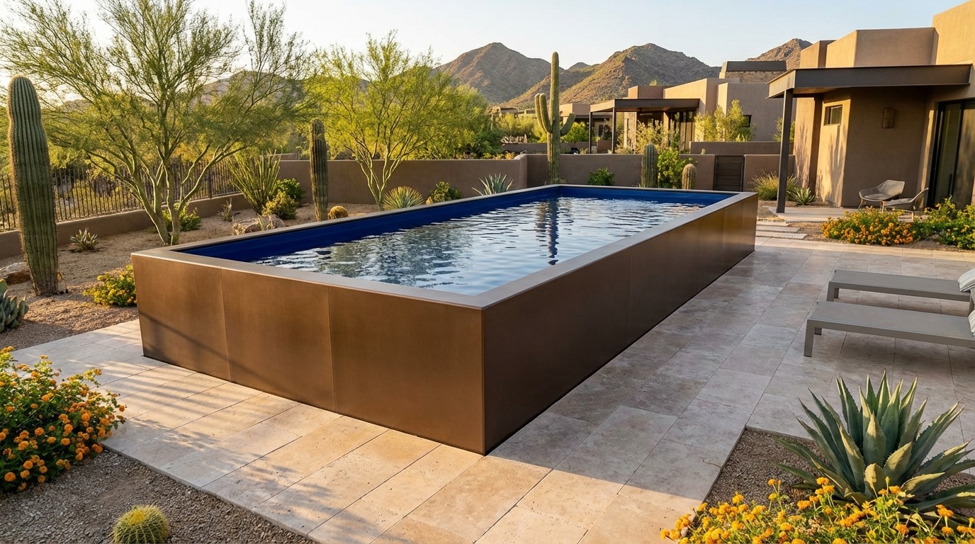 12 x 28 Canyon Bronze Deep Sea Blue Architectural Pool