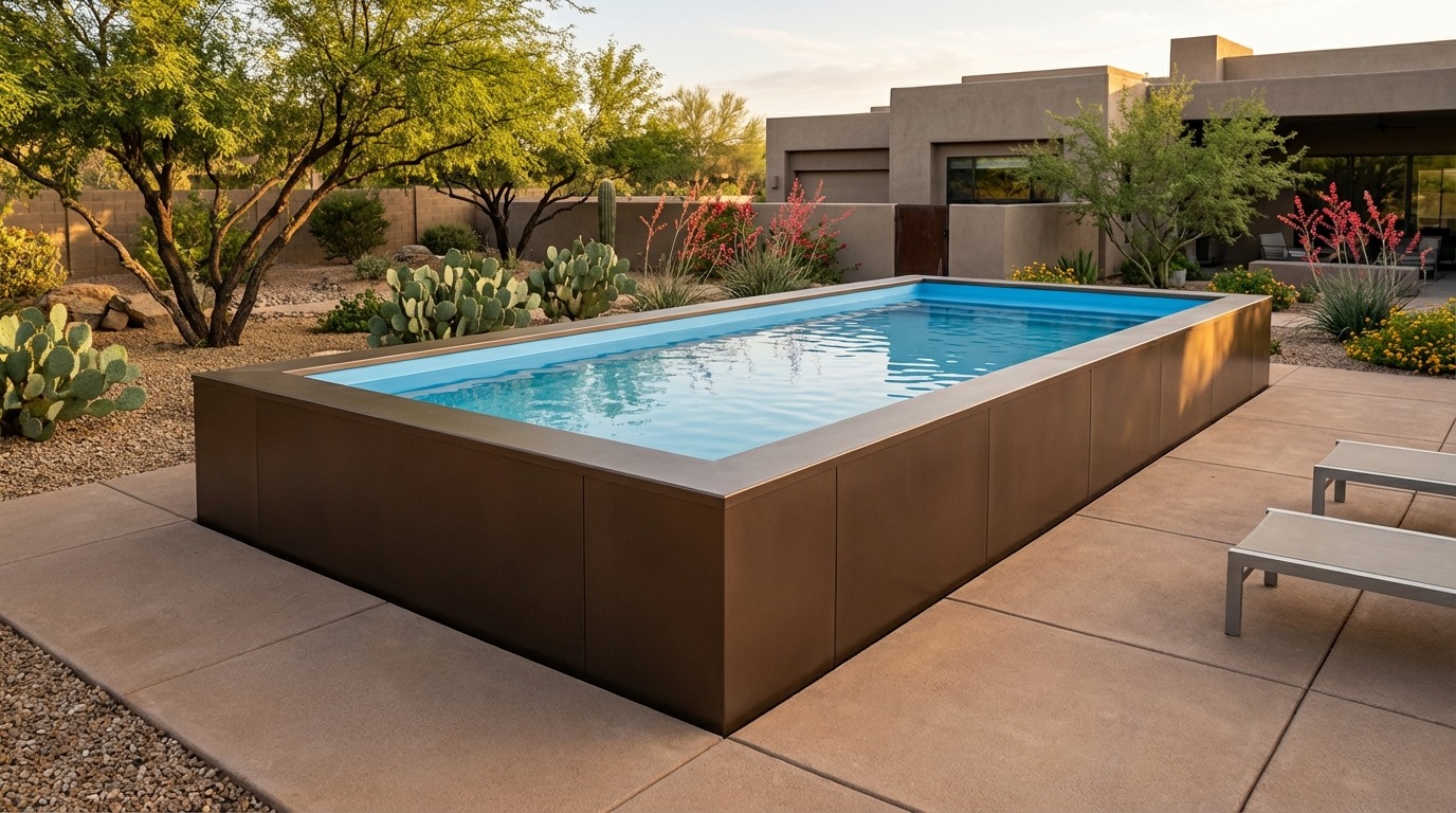 12 x 28 Canyon Bronze Aqua Blue Architectural Pool