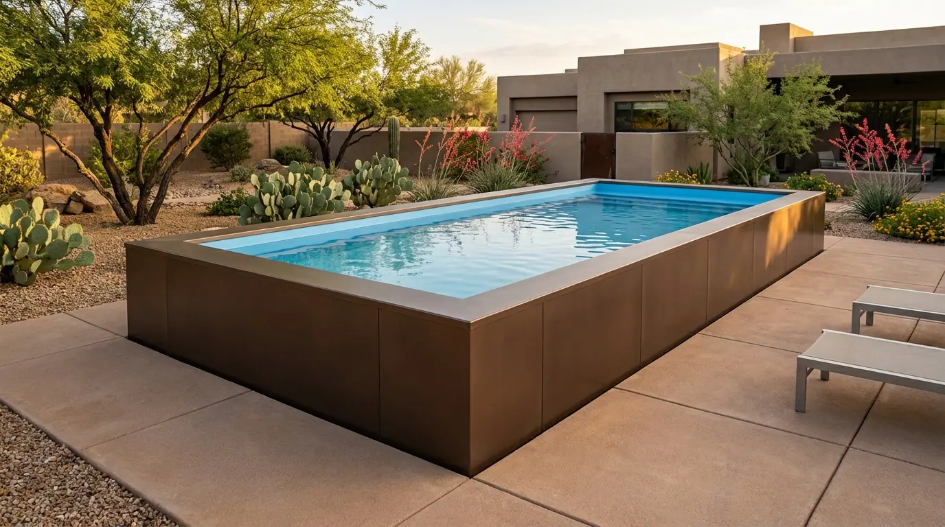12 x 28 Canyon Bronze Aqua Blue Architectural Pool