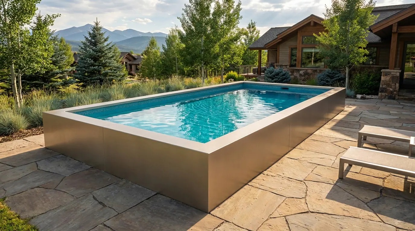 12 x 28 Champagne Mist Blue Topaz Architectural Pool